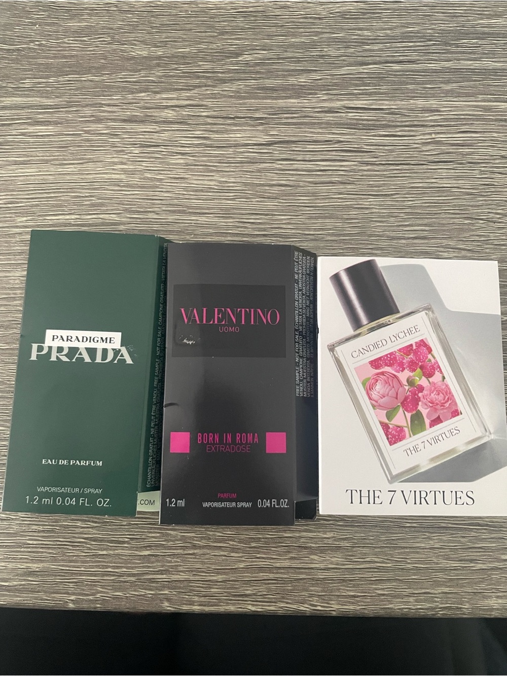 Perfume Samples of Prada, Valentino, The 7 Virtues